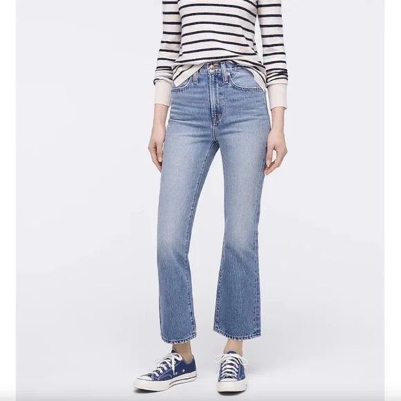 J.CREW Point Sur Rigid Kickout Crop Jean Sailor Blue Wash Size 24 100% cotton. - Picture 2 of 16